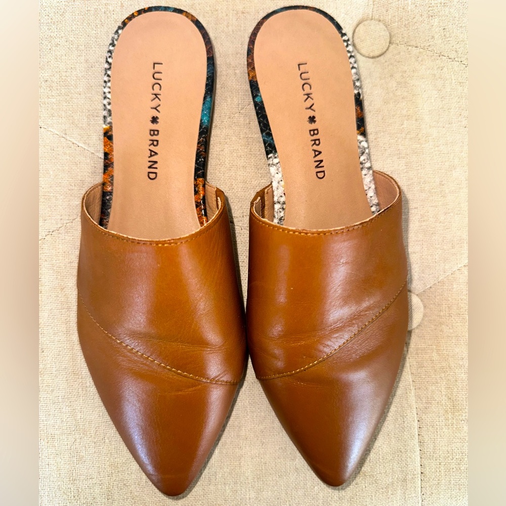 Lucky Brand Women's Tan Leather Mules